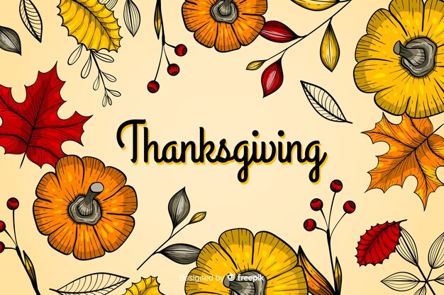 Thanksgiving concept with hand drawn background