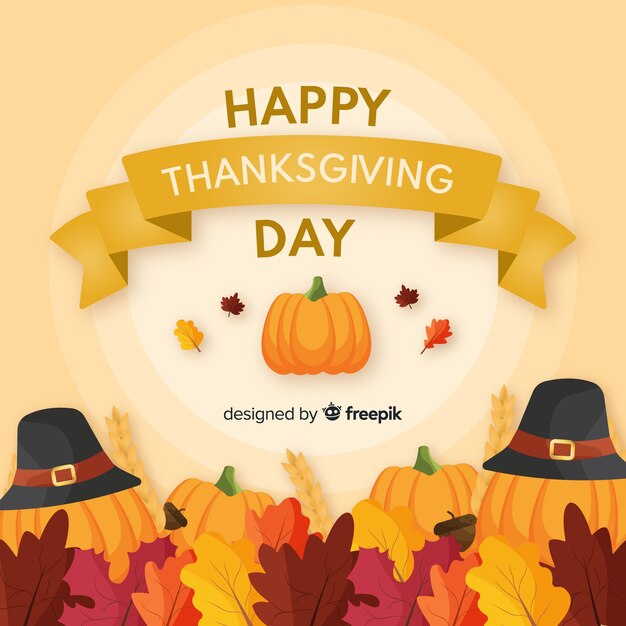 Thanksgiving day background in flat design with autumn elements