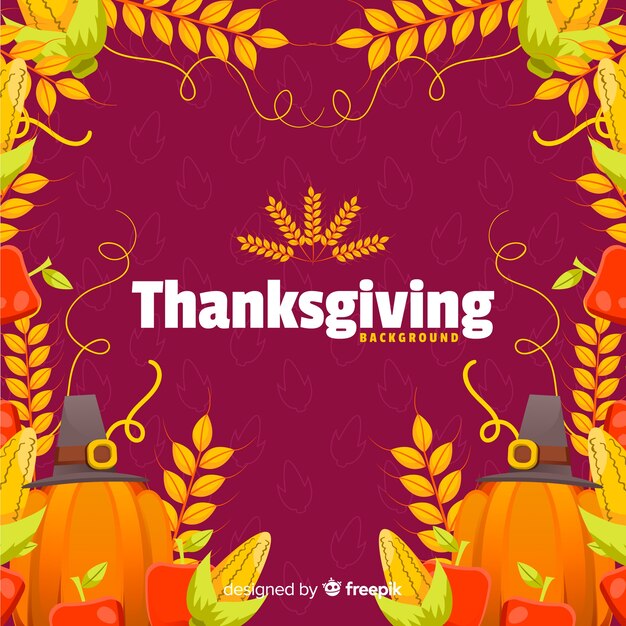 Thanksgiving day background in flat design with autumn elements