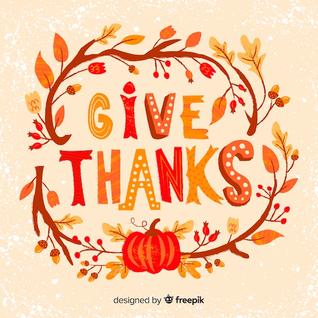 Thanksgiving day background in flat design with autumn elements