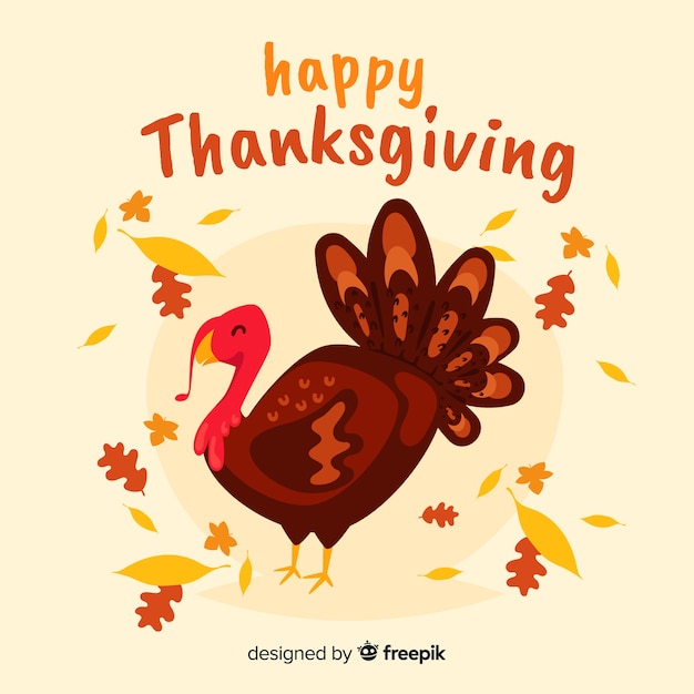 Free vector thanksgiving day background in flat design with turkey