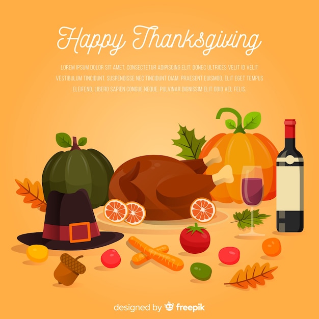 Free vector thanksgiving day background in flat design