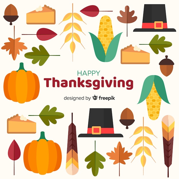 Thanksgiving day background in flat design