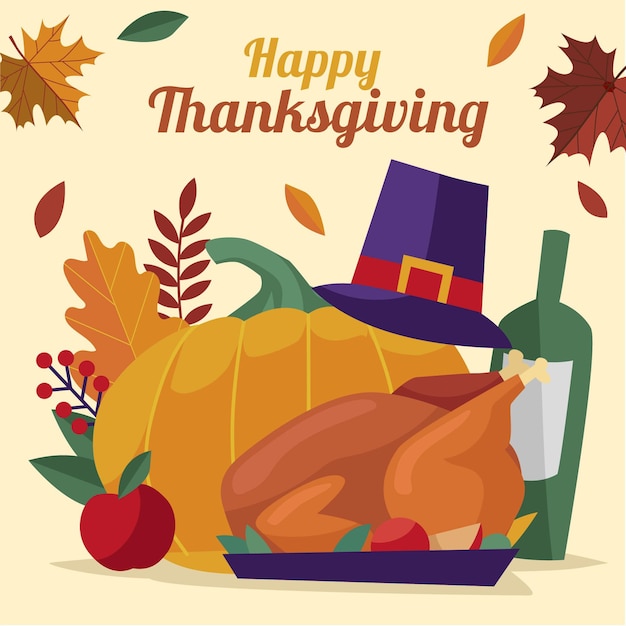 Бесплатное векторное изображение День благодарения фоновая тема
