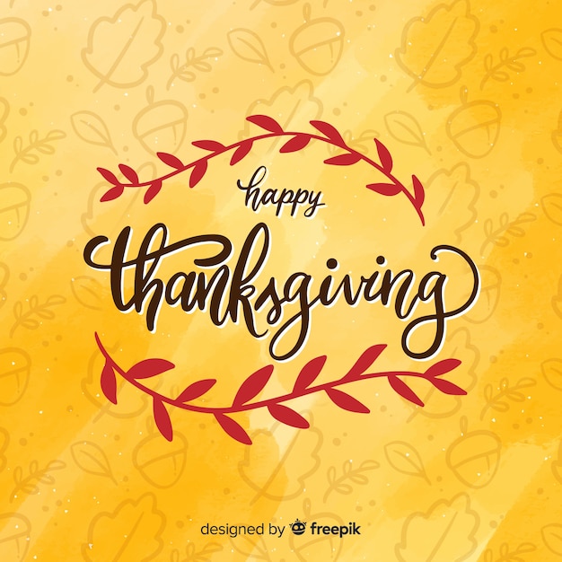 Free vector thanksgiving day background with lettering