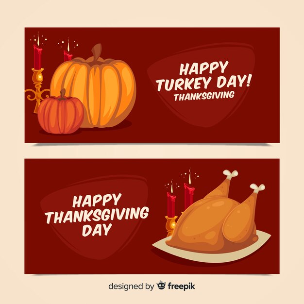 Thanksgiving day banner set 