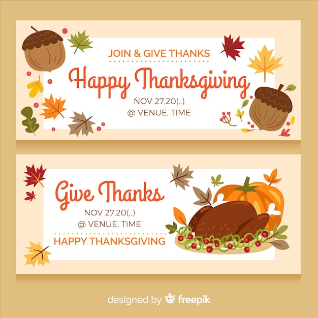 Thanksgiving day banner set