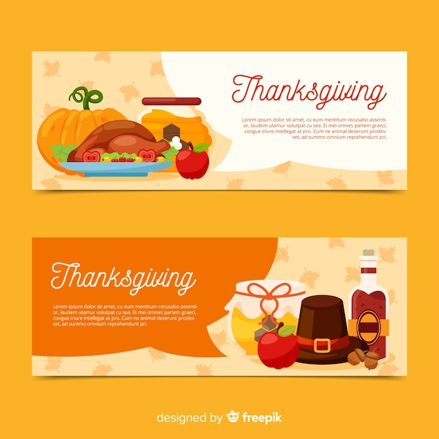 Thanksgiving day banner set