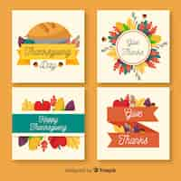 Free vector thanksgiving day card collection in flat design