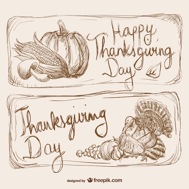 Free Vector thanksgiving day drawn cards