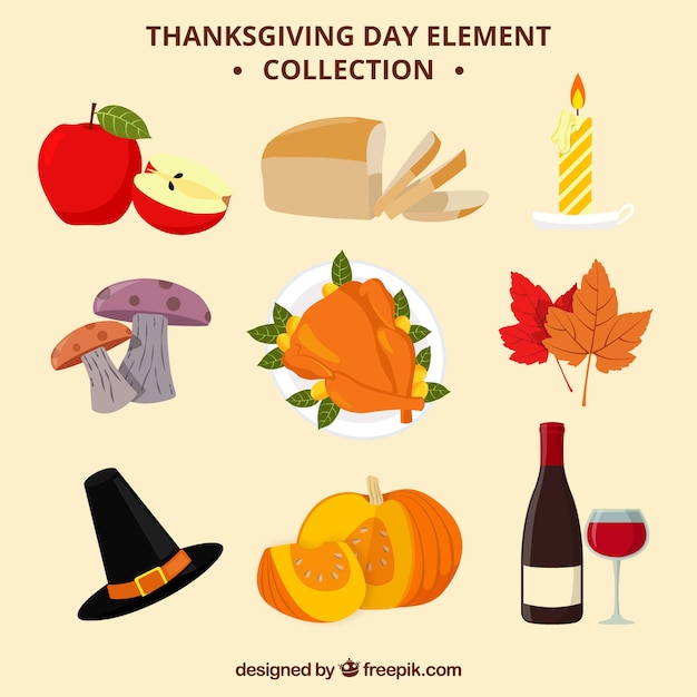 Thanksgiving day elements collection