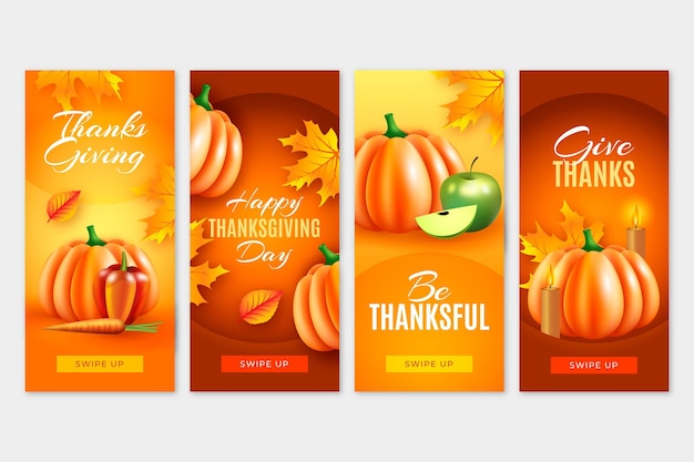 Free vector thanksgiving day instagram stories