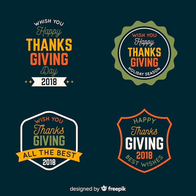 Free vector thanksgiving day label collection