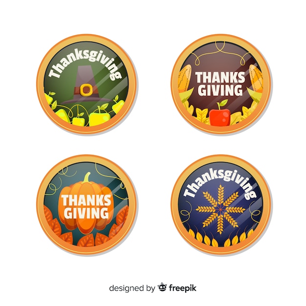 Free vector thanksgiving day label collection