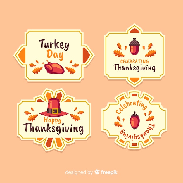 Free vector thanksgiving day label collection