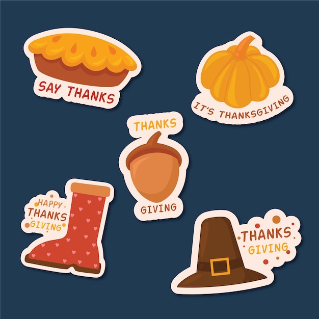 Free vector thanksgiving day labels theme