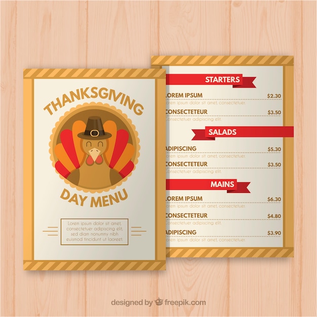 Thanksgiving day menu template