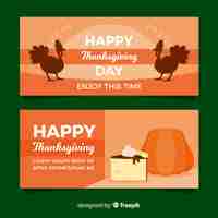 Free vector thanksgiving day turkey banner set