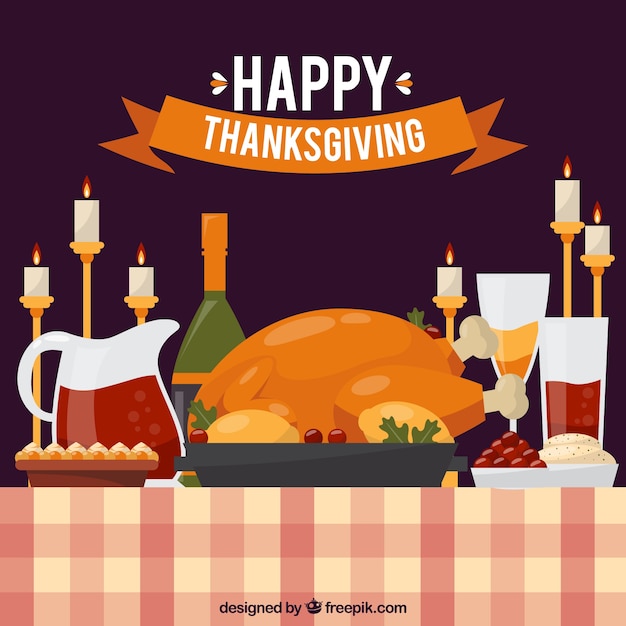 Free vector thanksgiving dinner background with candles