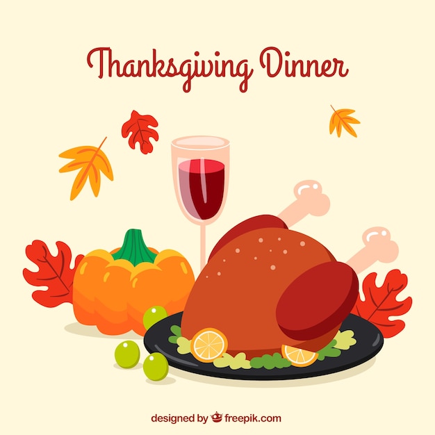 Бесплатное векторное изображение День благодарения на обед