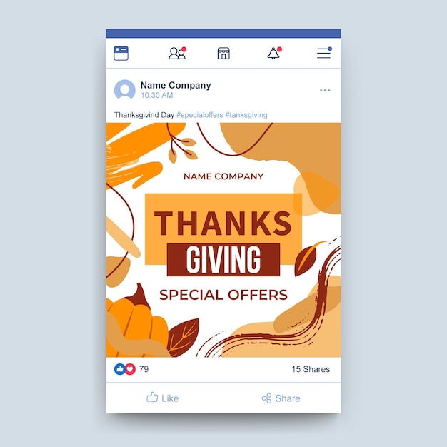 Free vector thanksgiving facebook post