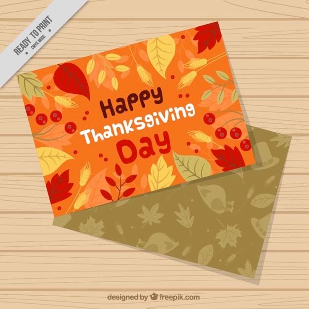 Free vector thanksgiving greeting cards of hand-drawn leaves