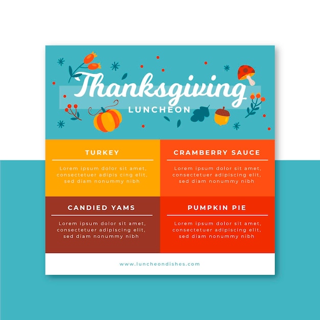 Free vector thanksgiving instagram post template