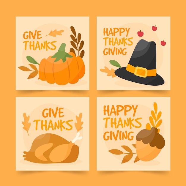 Free vector thanksgiving instagram posts collection