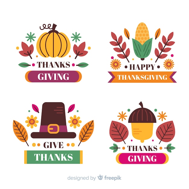 Free vector thanksgiving label with greetings text