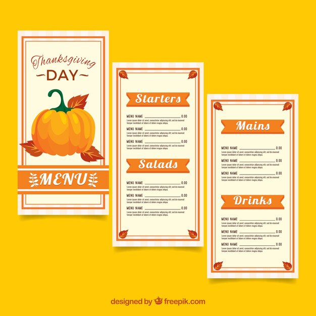 Thanksgiving menu in vintage style