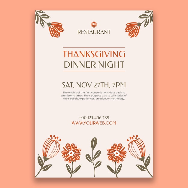 Free vector thanksgiving restaurant invitation