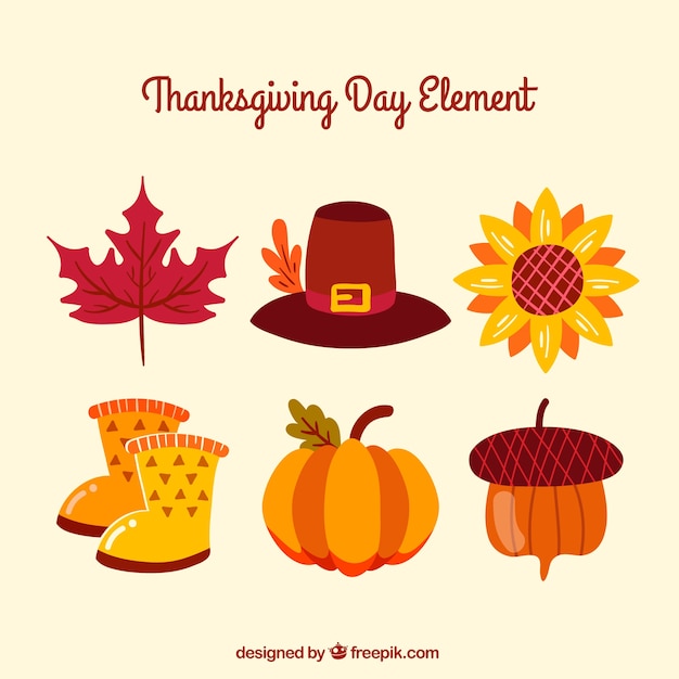 Thanksgiving retro elements set