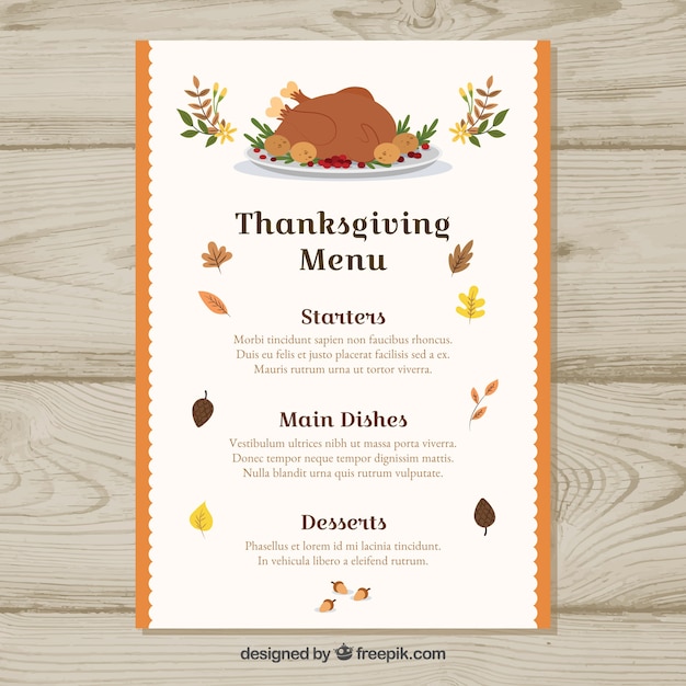 Free vector thanksgiving retro menu