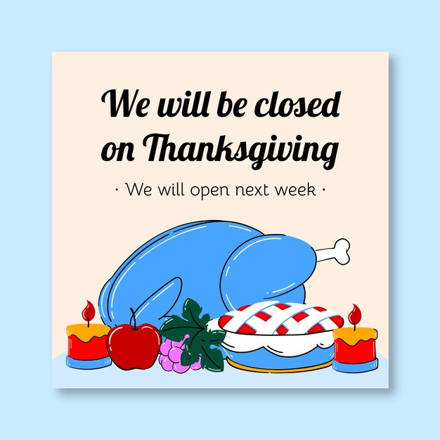 Thanksgiving   square sign template design