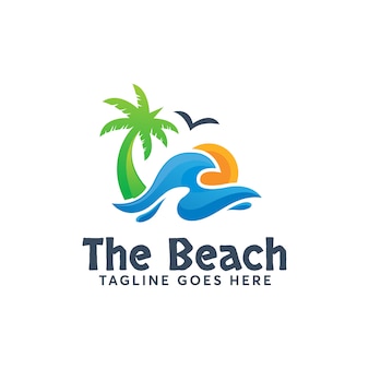 ビーチ​の​ロゴ​の​テンプレートモダンデザイン​夏休み