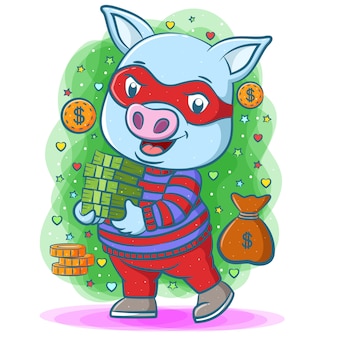 コインと金が周りにあるオレンジ色の豚のイラスト プレミアムベクター コインと金が周りにあるオレンジ色の豚のイラスト プレミアムベクター