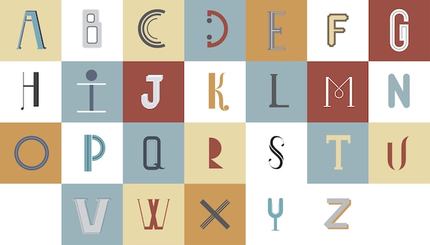 Бесплатное векторное изображение Иллюстрации английского алфавита