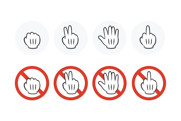 Бесплатное векторное изображение Игра rock paper scissor со знаком среднего пальца