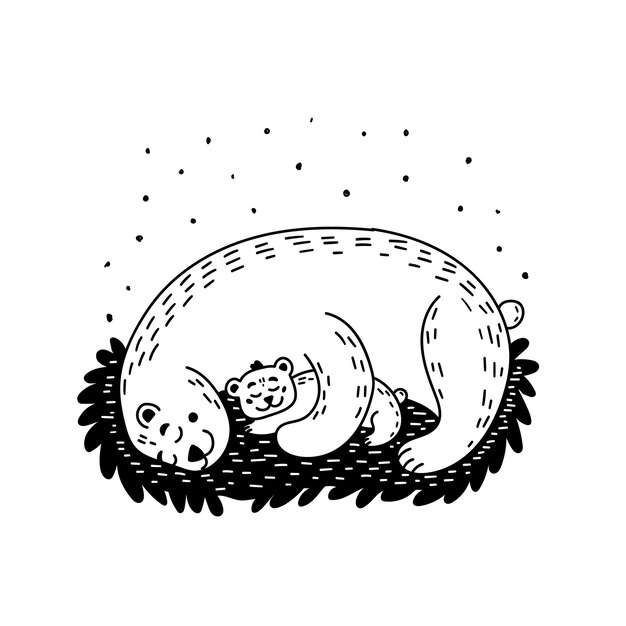 クマは漫画の動物キャラクターとかわいい茶色のグリズリーを食べる蜂蜜イラスト動物のような幼稚なテディベアを再生または白い背景の彼女のクマを抱いて プレミアムベクター