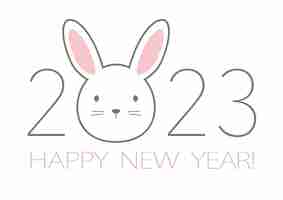 Бесплатное векторное изображение 2023 год символ приветствия года кролика с мультяшным талисманом кролика