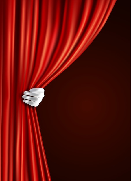 Theater curtain with hand