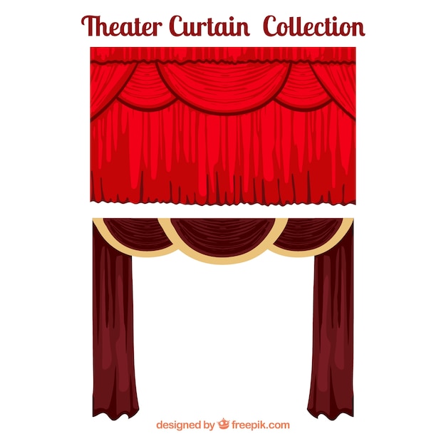 Free vector theater curtains in red tones