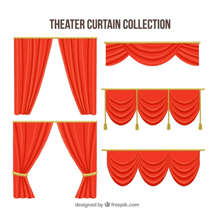 मुफ़्त वेक्टर theater red drapery collection
