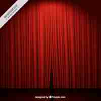 Free vector theater stage background with red curtains