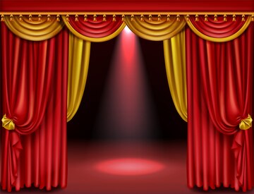 Free Vector | Theater stage with red and gold curtains