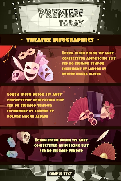 Free vector theatre cartoon infographics