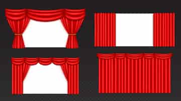 Free vector theatre or cinema stage red curtain with folds