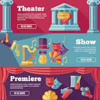 Free vector theatre flat banners set