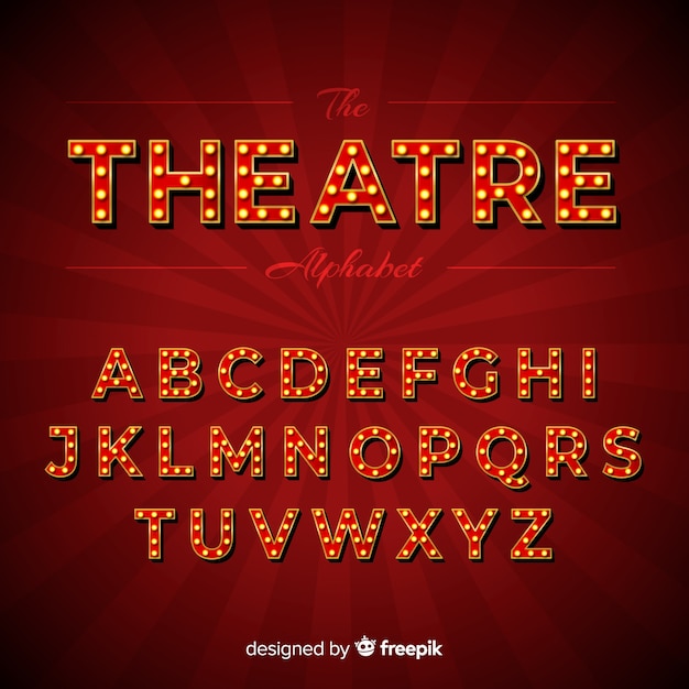 Theatre light bulb alphabet