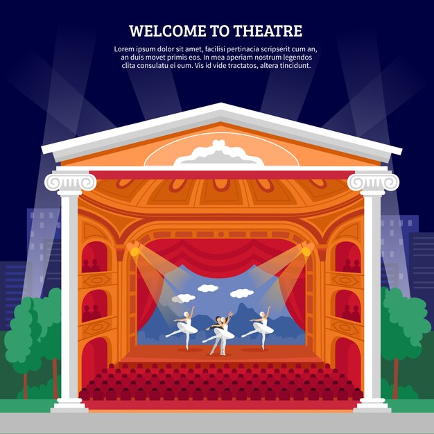 Free vector theatre performance playbill flat colorful print